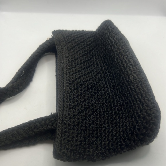 The Sak Elliot Lucca black crocheted mini top handle bag/purse small size zipper - Picture 9 of 16